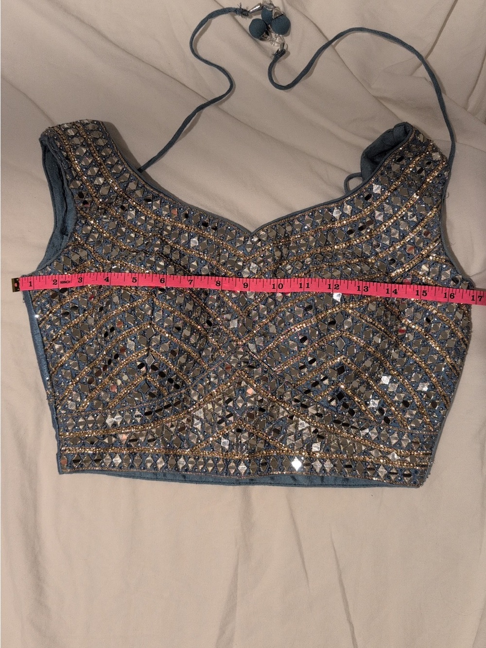 Embellished Blue Lehenga Set - Picture 4 of 6